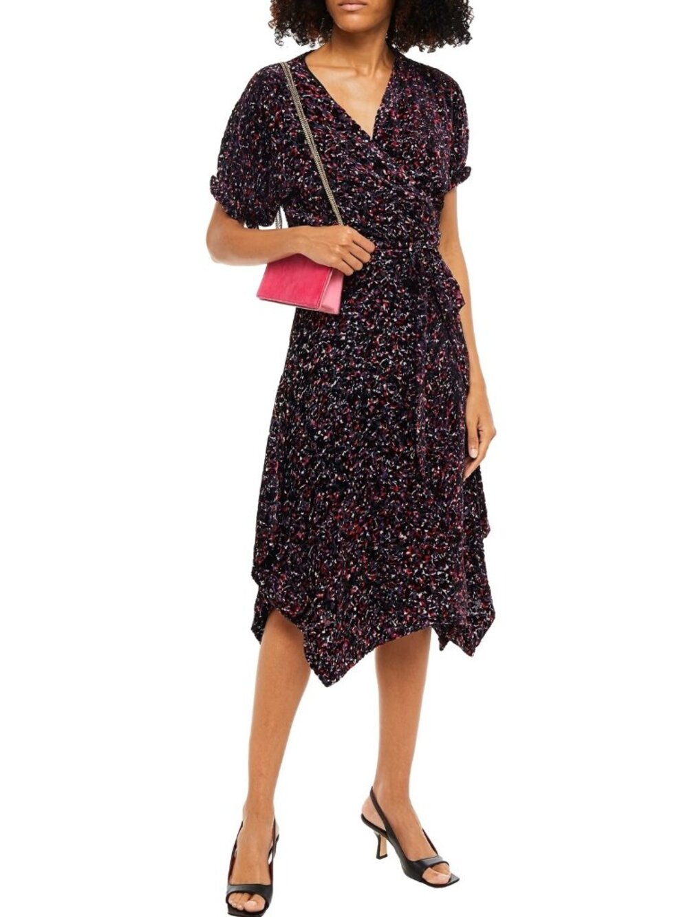 NWT DIANE VON FURSTENBERG DVF Katherine Devoré Velvet Midi Wrap Dress, Medium
